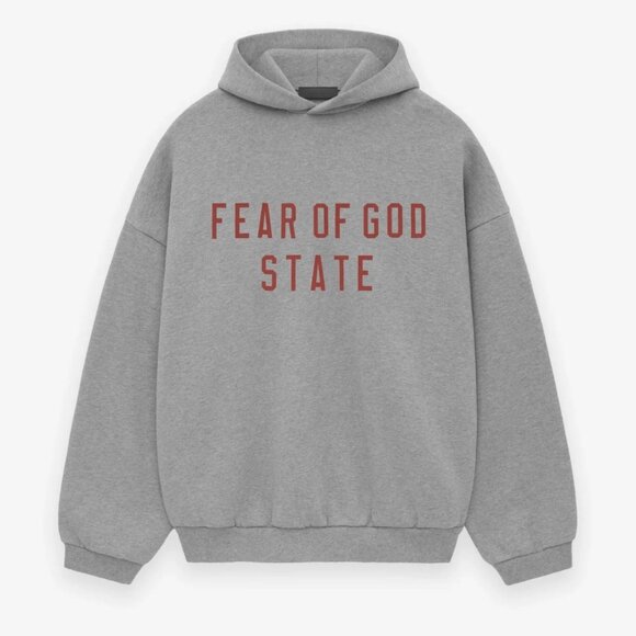 Fear Of God Essentials FW24 State Gray and Red Hoodie - Picture 1 of 1